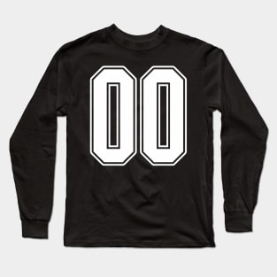 00 White Outline Number 00 Sports Fan Jersey Long Sleeve T-Shirt